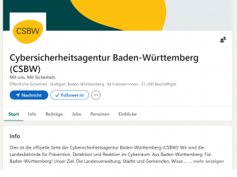 Screenshot der CSBW LinkedIn-Seite