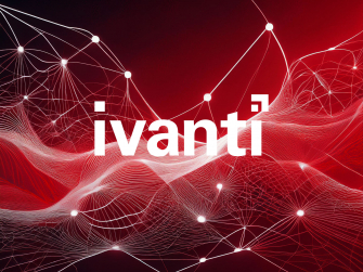 Schriftzug "ivanti" auf einer Netzwerk-Grafik