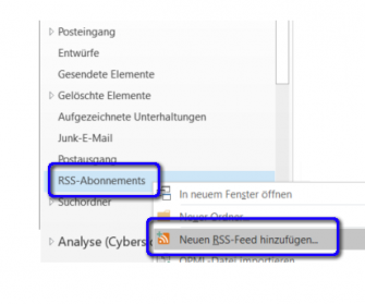 Outlook RSS hinzufügen